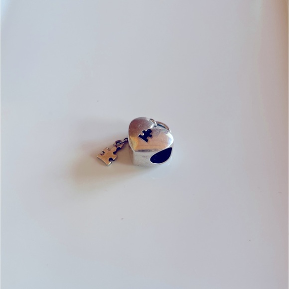 Pandora RARE Heart Puzzle Bead + Dust Bag - Picture 3 of 9